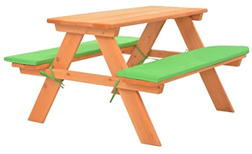 vidaXL Tannenholz Massiv Kinder Picknicktisch Bänke Bank Gartenbank Kindertisch Gartentisch Tisch Kindersitzgruppe Gartenmöbel Kindermöbel 89x79x50 cm