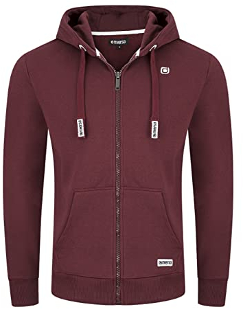 riverso Sweatjacke Herren mit Kapuze Reißverschluss Regular Fit RIVNoah Kapuzenjacke Rot XL, Größe:XL, Farbe:Port Red (15400)