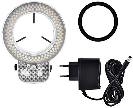 Einstellbare 6500K 144 LED Ringlichtleuchte, Mikroskop LED Ringlampe für Industrie Stereo Mikroskop Objektiv Kamera Lupe