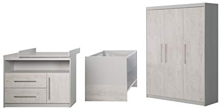 roba SET 'Maren 2', inkl. Kombi-Bett 70 x 140 cm, Wickelkommode & 3-türigem Schrank, Lichtgrau/Weiß