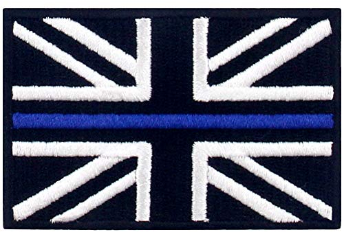 EmbTao Tactical Thin Blue Line UK Flag Patch Great Britain Embroidered Applique British Union Jack Iron On Sew On National Emblem