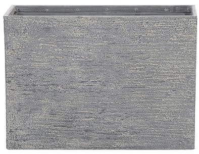 Beliani Blumenkübel Grau Lehm-Faser-Mischung Rechteckig Moderner Blumentopf | Stein, Benötigt keine Montage, Für den Außenbereich, 80 x 34 x 56 cm, Feuchtigkeitsbeständig
