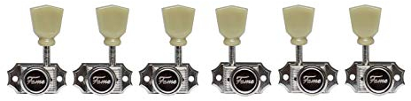 Fame 373KSK Locking Tuners 3+3, Chrome, Stimm-Mechaniken für E-/Westerngitarre, Backlocking-Funktion, 1:14 Übersetzungsverhältnis, 8.3 mm Bohrung, 2-fach verschraubt, Chrom Finish