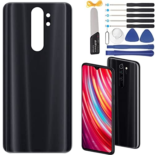 YHX-OU 6.53'' Schwarz Akkudeckel für Xiaomi Redmi Note 8 Pro Rückseite Backcover Akkufachdeckel Batterieabdeckung Rückseite Ersatz Reparatur Set + Werkzeug