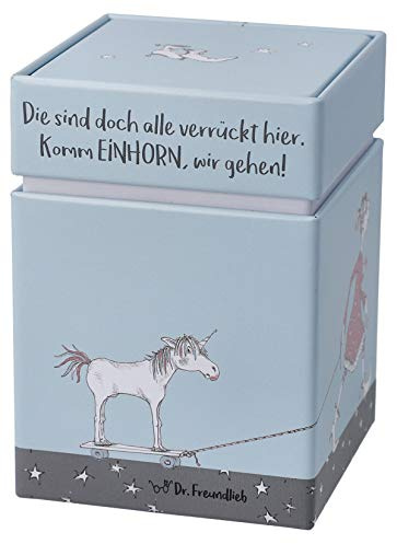 Goebel Dr. Barbara Freundlieb Teedose aus Metall in der Farbe Blau - Die sind doch alle verrückt, Maße: 7,5cm x 7,5cm x 11cm, 27-001-03-1
