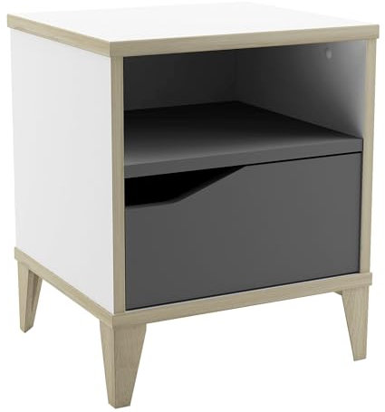 Table de Chevet & Nuit Enfant Blanc – Garçon & Fille – Produit Robuste Pour la Chambre des plus Petits – Fabriqué en France 37 x 33 x 43 CM