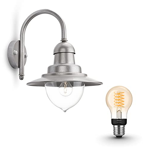 Philips Mygarden Raindrop Wandleuchte - Zink - inkl. Philips Hue White Filament Standleuchte E27