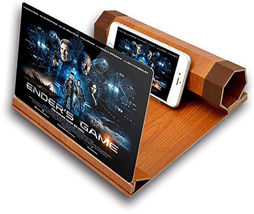 Zxqiang Smartphone-Bildschirmverstärker, Vergrößerungsglas, 12 Zoll, faltbar, aus Holz, tragbarer Filmvergrößerer, Telefonhalter, Ständer, mit 3D-Bildschirmvergrößerungsglas für alle Smartphone-Modell
