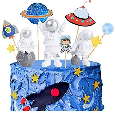 Astronauten Figur Spielzeug,Harz Astronaut Figur Spielzeug Spaceman Statuen Modell Geburtstagstorte Topper Geburtstag Weltraum Thema Party Geschenke Tischdeko Auto Armaturenbrett Ornament(10 Stück)
