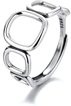 BCughia Ringe Silber Einfach, Verstellbare Ringe Set Liebe Fünfzackiger Stern Sterlingsilber Promise Einstellbare Ringgröße Frauen