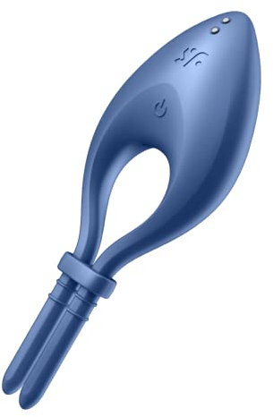 Satisfyer, Bluetooth Penisring, Bullseye Connect App, mit App, wasserdicht (IPX7), wiederaufladbar, größenverstellbar, Farbe:blau