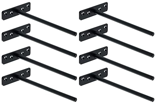 Sayayo Staffe per Mensole Galleggiante a Parete, 200mm Staffa Mensola Nascosto Supporto per Mensola in legno, Nero Opaco Acciaio Inossidabile, 8 Pezzi, EJY8008B-8P