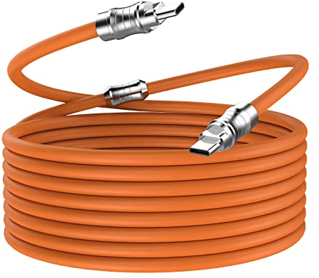 WLGQ Câble universel de charge rapide USB C vers C, USB PD de 100 W, en silicone liquide doux pour la peau, orange, 2 m