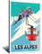 RONGCHENG Alpen Ski Kabelauto Vintage Reise Wandbild Poster Leinwand Kunst Zuhause Zimmer Wanddekoration Bild Druck Gemälde Geschenk