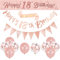 DEARLIVES 14 Pcs 18th Happy Birthday Decor,Rose Gold 18th Birthday Party Supplies Including Happy 18th Birthday Banners Birthday Straps Triangle Flag Bunting Confetti Latex Balloons (18th Birthday)