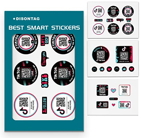 DISONTAG QR Social Media Dekorative Aufkleber Vinyl 3 Blätter von 12 (5-7.6CM) Personalisierte Haltbar Wasserdicht Geschenk Pack für Dekorieren Laptop Gitarre Telefon Koffer zu Active Share (TK)