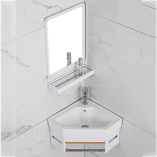 Lavandino da Bagno Ad Angolo,Mobile Bagno con Lavabo,lavello a mobiletto triangolare,Lavandino bagno piccolo da parete in ceramica sanitaria,wc angolo d'angolo lavabo. ( Size : High configuration , Co
