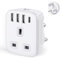 UK to India Plug Adapter,SHUOMAO Grounded UK to 3 Pin India Travel Adapter with 3 USB+1 USB C 17W Fast Charger,Converter Plug Adaptor for Indian,Sri Lanka,Pakistan,Burma,Maldives,Yemen(Type D)