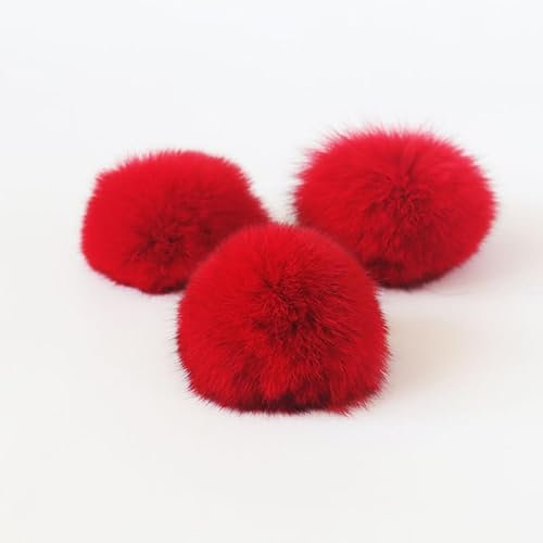 SYSUII 10 Stück 10CM Kunstfell Pompon,Kunstfell Bommel Fellbommel für Mützen Tasche Beanies Taschenanhänger Schlüsselanhänger Fellbommel DIY Fell Pom Poms für Schuhe Schals Anhängern Dekoration -Rot
