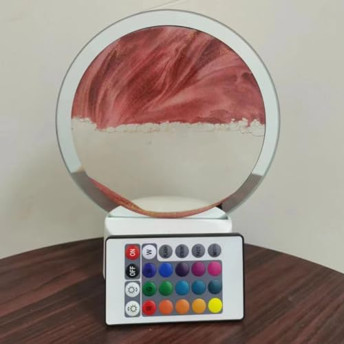 Neioaas 3D-Tischlampe mit beweglichem Sandkunst, 16 Farbwechsel, Touch- und Fernbedienung, Treibsandlampe, 3D-Sanduhr, Tiefsee-Sandlandschaft, Sandmalerei, Nachtlicht, 360° drehbare Sanduhr-Dekoration
