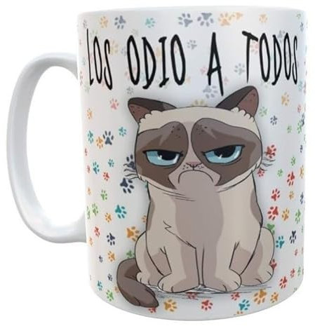 Taza de Cerámica Con Frase Los Odio a Todos 11oz (350ml). Taza personalizada. Amigos. Cumpeaños. Regalo. Aniversario. Navidad.