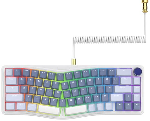 AJAZZ AKS068 Wired Mechanical Gaming Keyboard with CNC Knobs-Purple | Gasket Mounted Alice 68 with CNC Knobs,Hot-Swap Red Switch,VIA Programmable Driver,RGB Backlight,PBT Keycaps,for WIN/MAC