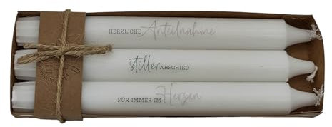 Kilala Trauerkerzen Set, Stabkerzen mit Spruch, Trauergeschenk, Gedenkkerzen, Weiß, Höhe 17,5cm, Durchmesser 1,8cm, Ewige Verbundenheit, Trost und Hoffnung