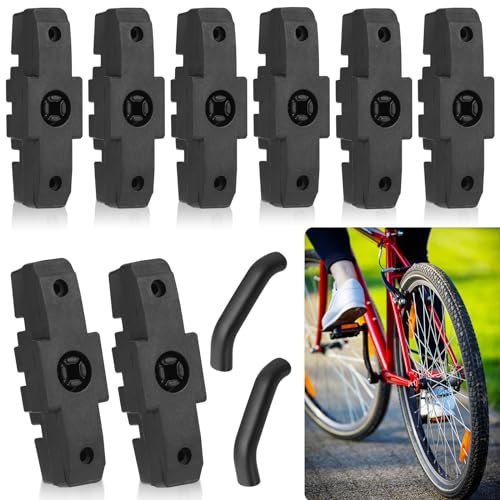 Hejo 8 Stück Bremsbeläge für Magura HS11/ HS22/ HS24/ HS33, 4 Paar Bremsschuhe für Fahrrad, Hohe Bremsleistung mit 2 Stück Fahrrad Bremshebel Hülle