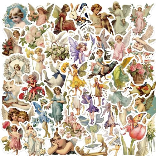 Yoksas Vintage Little Angel Fairy Aufkleber – 50 Stück Vinyl Renaissance Kunst Christian Scrapbooking Aufkleber für Wasserflaschen, Laptop, Tagebücher