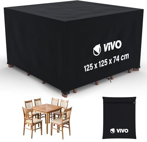 Garden Furniture Covers 125x125x74cm Rattan Sofa Chair Set Cover Tear Resistant Oxford Fabric 420D Heavy Duty Anti-UV Outdoor Patio Table Cover with Air Vent