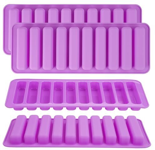 4 Piezas Molde Barritas Energeticas 10 Cavidades, Antiadherente Moldes Rectangulares De Silicona, Pequeño Moldes De Silicona De Barritas para Barra Energética, Barra De Cereales, Barras De Chocolate