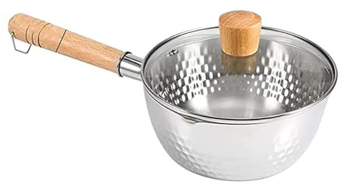 Yiustldd 22cm Stainless Steel Yukihira Saucepan with Glass Lid, Traditional Japanese Yukihira Pot Nonstick, Noodle Pot