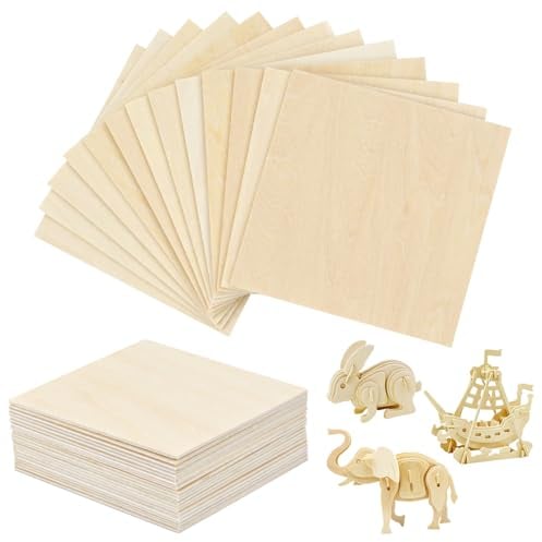 20 Piezas Hojas de Madera de Balsa, 100x100x1.5 mm Madera Contrachapada, Madera Contrachapada sin Terminar de Chapa de Balsa,Tablero de Madera Delgado para Manualidades Proyectos de Maquetas de Barcos