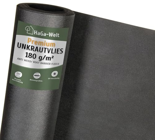 HaGa Unkrautvlies 180g/m² in 1m x 10m - Atmungsaktives Gartenvlies für effektiven Unkrautschutz im Garten mit hoher Reißfestigkeit