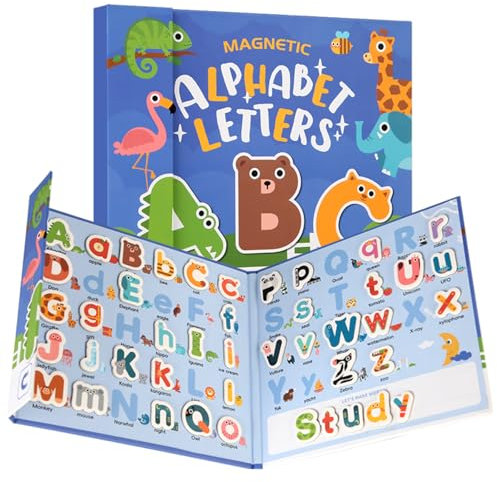 78Pcs Magnetic Alphabet Letters - Uppercase & Lowercase Fridge Magnets for Kids, Toddlers Educational Toys Alphabet Toys for 2 3 4 5 Years Old Kids Word Spelling for Home School