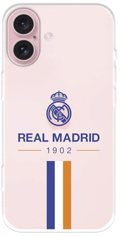 Schutzhülle für iPhone 16 Real Madrid 1902, transparent, zum Schutz Ihres Handys. Flexible Silikonschicht mit offizieller Lizenz von Real Madrid