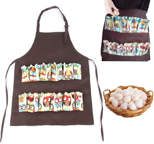 Yolispa Hühnereier Sammelschürze, Schürze zum Eier Sammeln Ei Gathering Schürze Taschen Lustig Eier Halten Sammeln für Frische Eier Tiefer Taschenhalter für Sammeln Halten