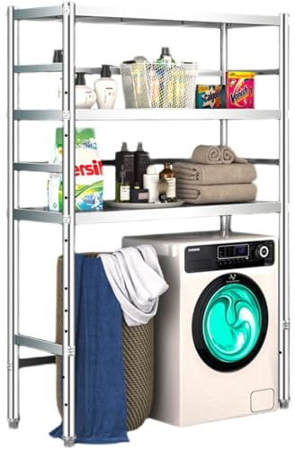 washing machine rack shelfLaundry Room Organization And Storage, Washer And Dryer Racks, Laundry Room Racks, Space Saving Bathroom Storage, Laundry Room Accessories, Stainless Steel Racks, S