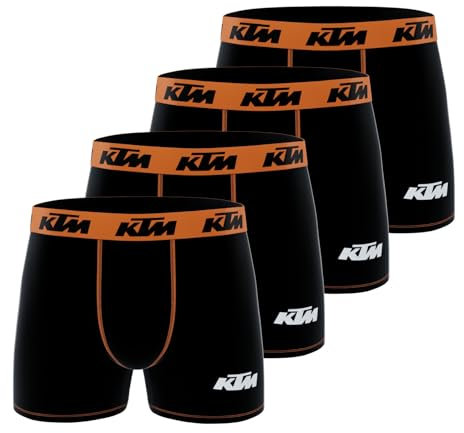 KTM Boxer Homme Microfibre, Caleçon Homme Racing, Motocross (Lot de 4) L