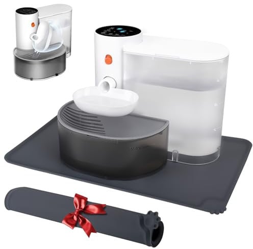 GOYJOY Fontaine à Eau Intelligente pour Chat sans Filtre - Fontaine à Eau Ultra silencieuse - Séparation des eaux usées et Eau Toujours fraîche (Comprend Un Tapis Alimentaire en Silicone)