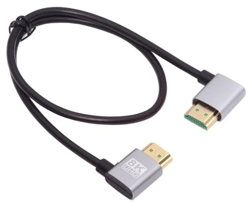 NFHK HDMI 2.1 Ultra Dünnes HDTV Kabel 8K 4K Hyper Super Flexibles Schlankes Kabel Links gewinkelt auf Rechts gewinkelt 90 Grad Typ-A für Computer HDTV