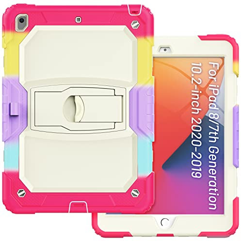 Tablet PC Hülle Hülle kompatibel mit iPad 10.2 2019/2020/2021), 3-lagige Schutzhülle mit Ständer, robuste, stoßfeste Hülle mit Stifthalter und Schultergurt Compatible with IPad 10.2 9./8./7. Generatio