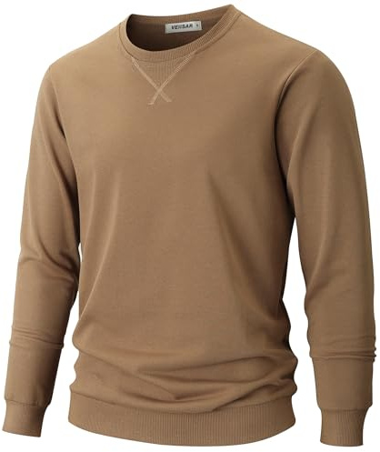 VEIISAR Herren dünnes Sweatshirt mit Rundhalsausschnitt