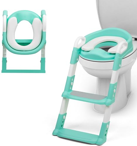 Crystals Portable Toddler Potty Training Seat with Step Ladder – Comfortable Child Toilet Seat for Boys & Girls, Foldable Anti-Slip Baby Urinal Chair for Kids Potty Training, Easy Step-Up for Home Use