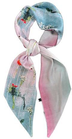 GIMIRO Satin Seidenschal 148 x 13,5 cm Krawatte Double Layer Bund für Blazer, Mantel, Kleid (Purple - Pink)