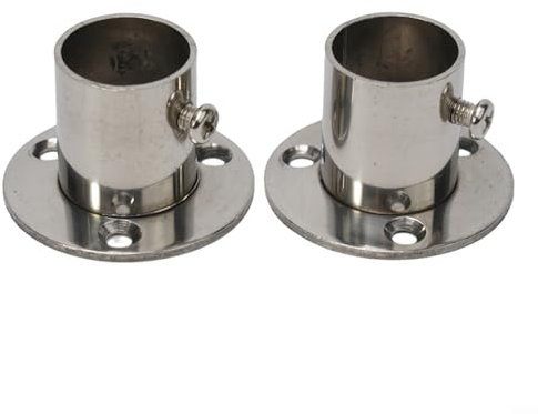 Wardrobe Rail Rod Pole Socket, 2Pcs 22mm Stainless Steel Flange Rail Pole Supports, Flange Socket Holder, Closet Rod End Supports for Closet Curtain and Bathroom Organization