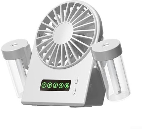 Feeshoppher Ventilatore nebulizzatore portatile ricaricabile, doppio spruzzo, umidificatore da scrivania, dispositivo di raffreddamento per casa, ufficio, viaggi all'aperto (bianco)