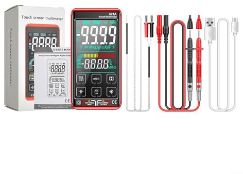 HOHOVYVY Digital Multimeter,621A Wiederaufladbare Smart Digital Multimeter Touchscreen Multimeter Transistor(red)