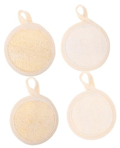 Happyyami 4 Stück Gesichtspeeling Pads 8x8cm aus Natürlicher Luffa Sanfter Peeling Gesichtsschwamm Weich und Hautfreundlich für Tiefenreinigung und Hautpflege bei Frauen Wiederverwendbar