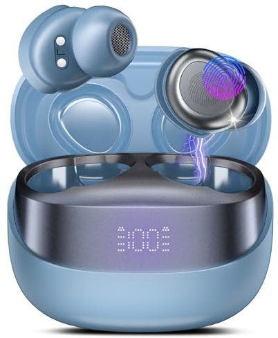 DUSONLAP Cuffie per Dormire, Cuffie Bluetooth 5.4 con Stereo HiFi Immersivo, 47 Ore Auricolari Bluetooth In Ear con Modalità di Sospensione, Insonorizzazione, IPX7 Impermeabile, Display LED, Blu